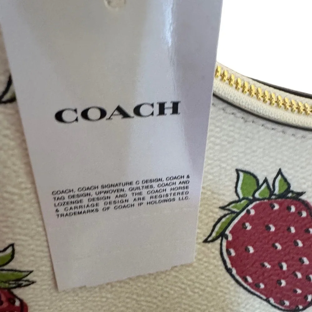 Coach Teri Strawberry Hobo Crossbody Adjustable Strap Gold Tone Hardware NWT
